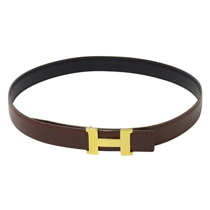 HERMES エルメス Hベルト ベルト ブラック ブラウン ボックスカーフ レディース メンズ 【中古】