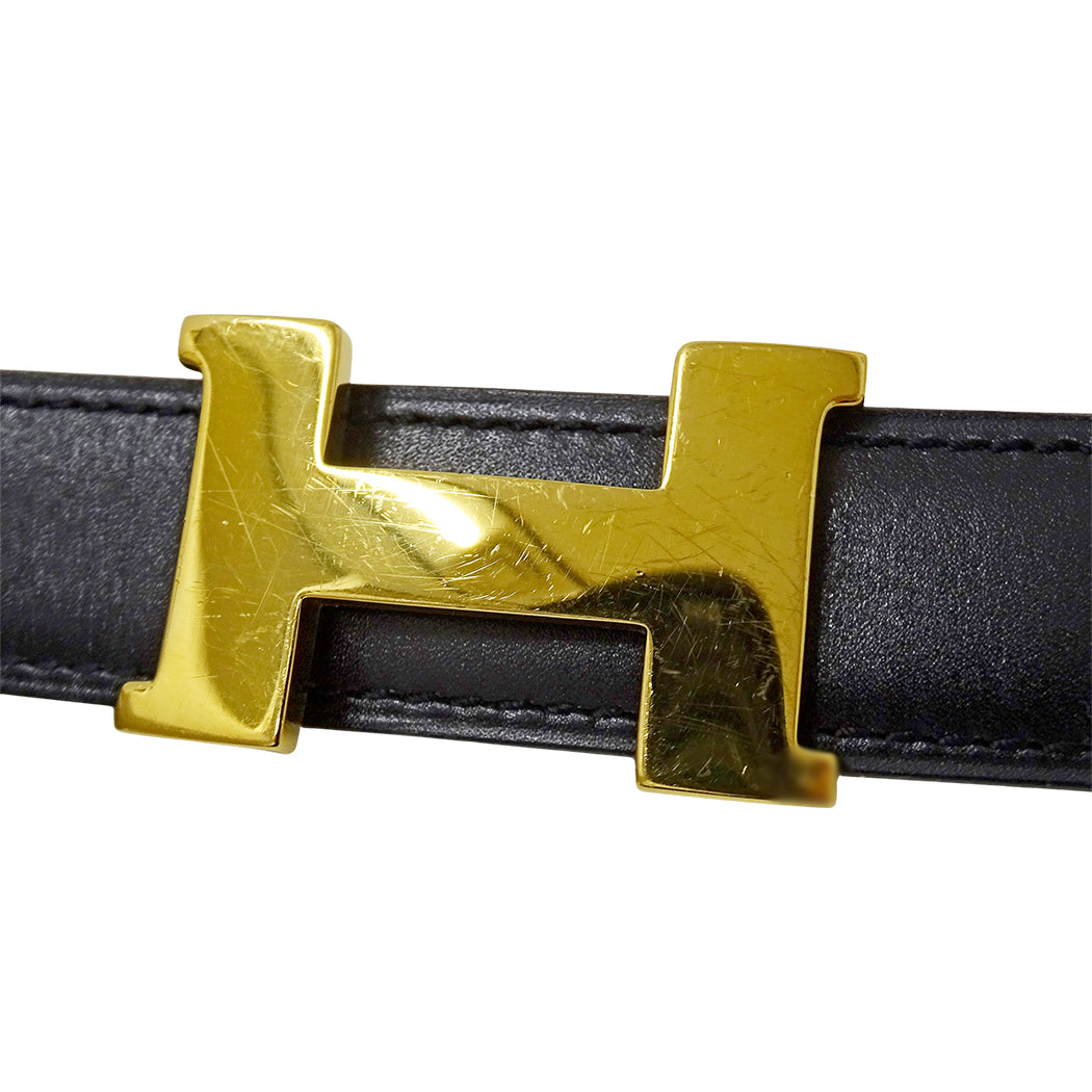 HERMES エルメス Hベルト ベルト ブラック ブラウン ボックスカーフ レディース メンズ 【中古】