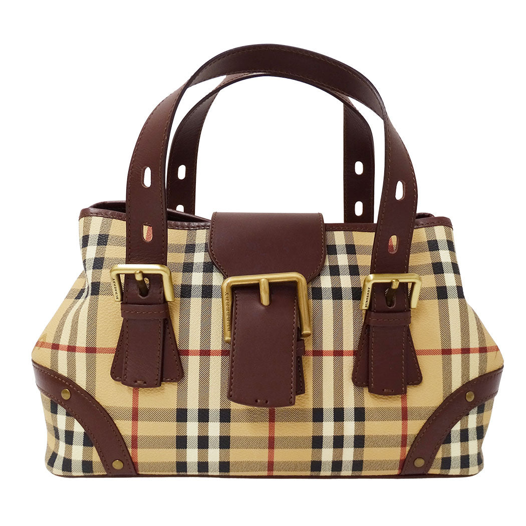 BURBERRY バーバリー ハンドバッグ ベージュ PVC レディース 【中古】
