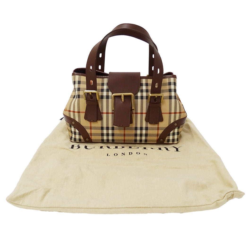 BURBERRY バーバリー ハンドバッグ ベージュ PVC レディース 【中古】