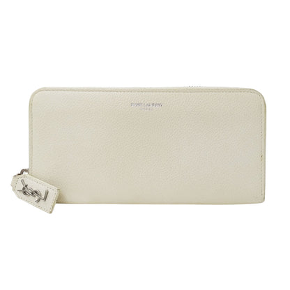 SAINT LAURENT サンローラン 長財布 アイボリー レザー レディース 【中古】