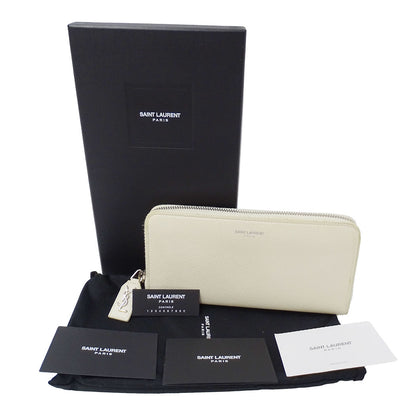 SAINT LAURENT サンローラン 長財布 アイボリー レザー レディース 【中古】