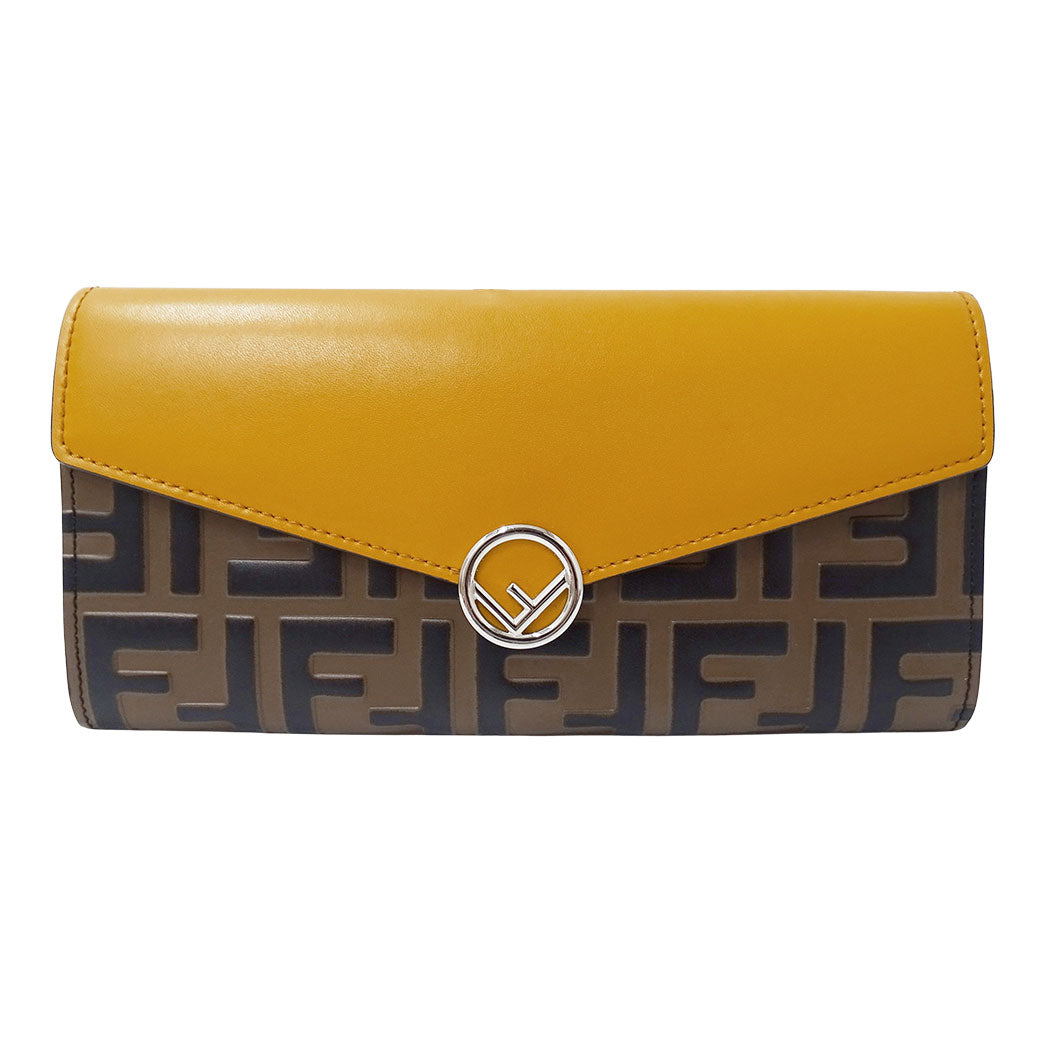 FENDI フェンディ 長財布 エフ・イズ・フェンディ イエロー 8M0251 レザー レディース 【中古】
