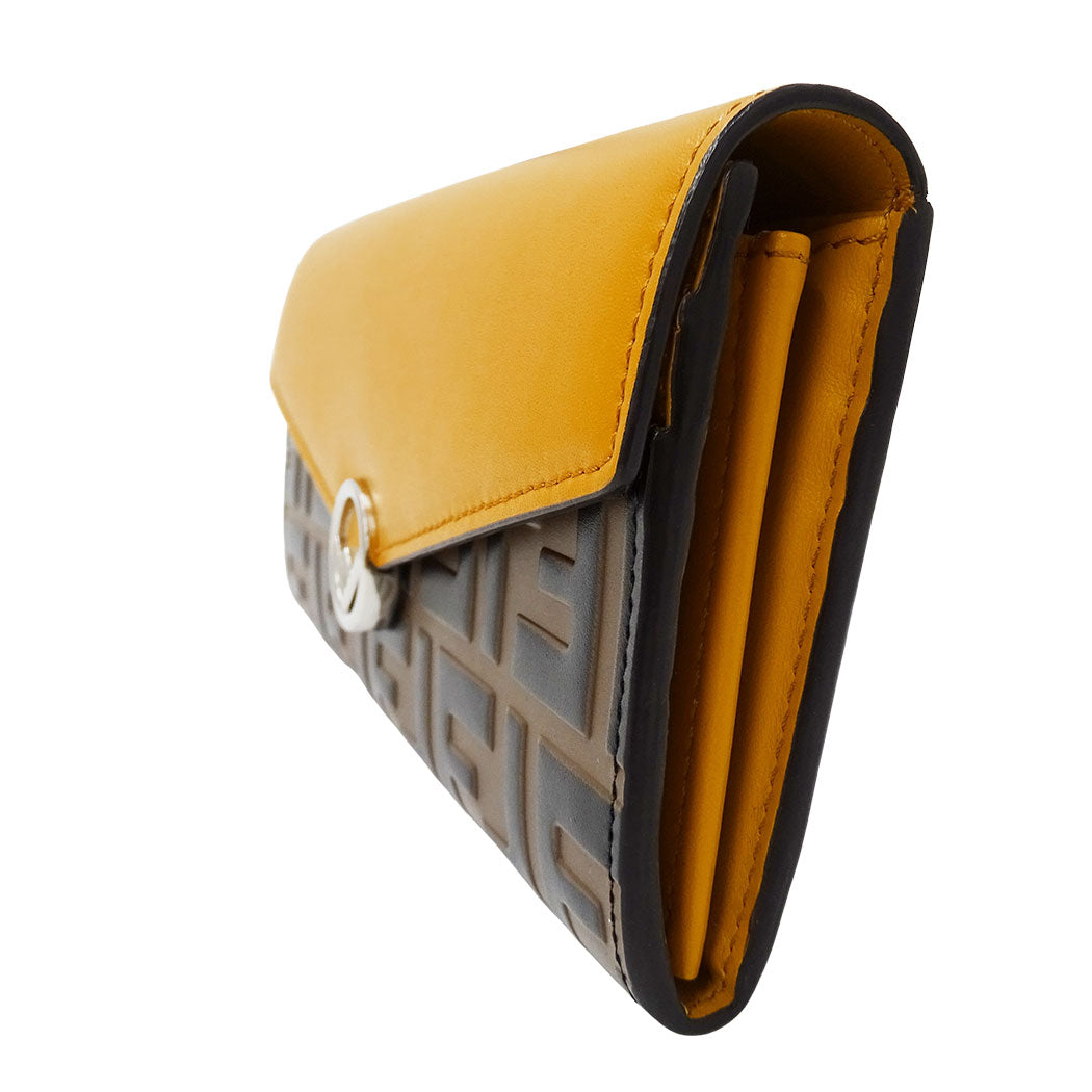 FENDI フェンディ 長財布 エフ・イズ・フェンディ イエロー 8M0251 レザー レディース 【中古】