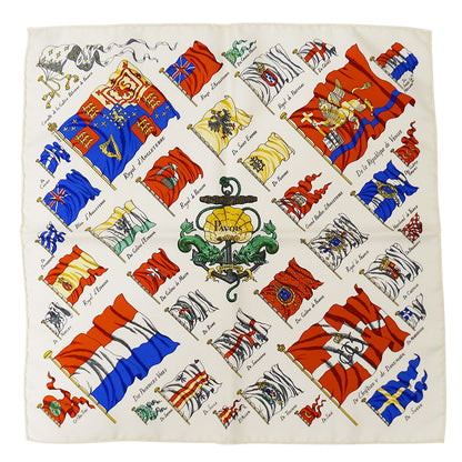 HERMES エルメス カレ45 PAVOIS 船旗 スカーフ アイボリー マルチカラー シルク レディース 【中古】