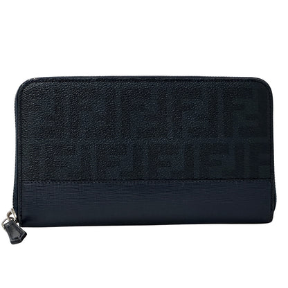 FENDI フェンディ 長財布 ズッカ ネイビー シルバー金具 PVC メンズ 【中古】