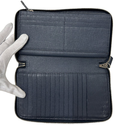 FENDI フェンディ 長財布 ズッカ ネイビー シルバー金具 PVC メンズ 【中古】