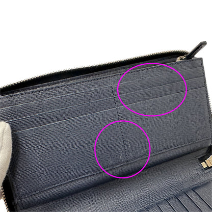 FENDI フェンディ 長財布 ズッカ ネイビー シルバー金具 PVC メンズ 【中古】