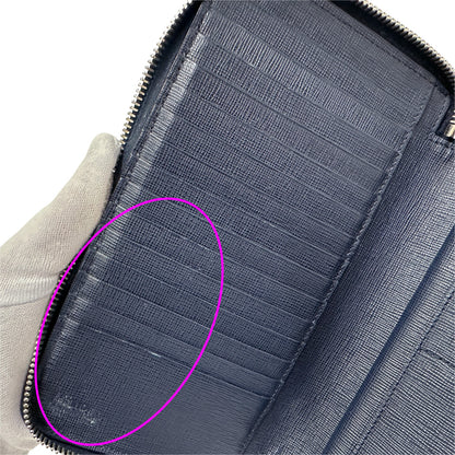 FENDI フェンディ 長財布 ズッカ ネイビー シルバー金具 PVC メンズ 【中古】