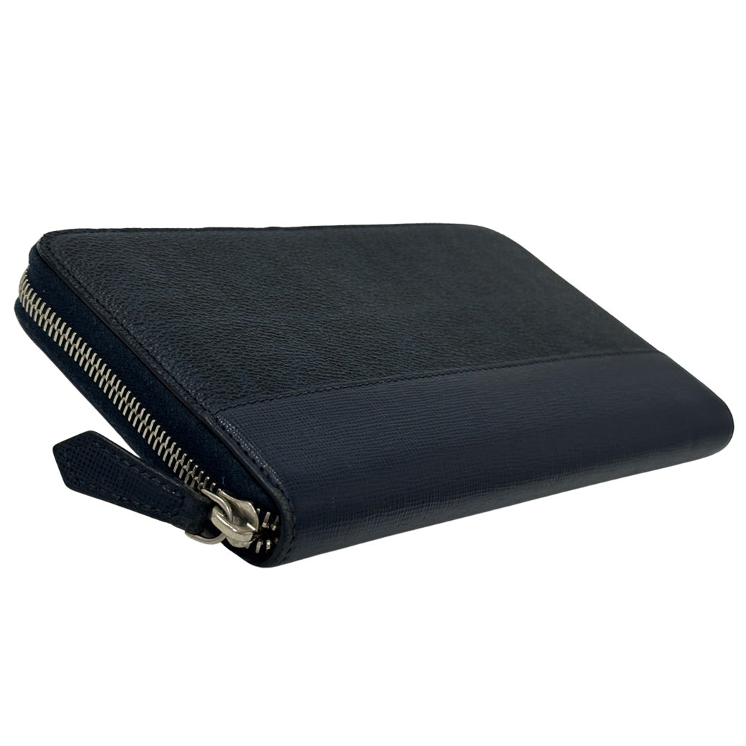 FENDI フェンディ 長財布 ズッカ ネイビー シルバー金具 PVC メンズ 【中古】