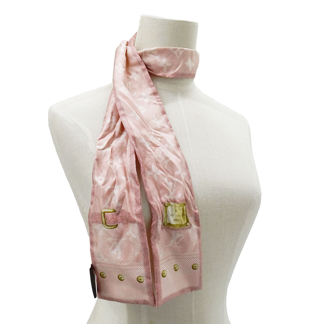 LOUIS VUITTON ルイ・ヴィトン バンドー・ニューデニム スカーフ ローズクレール ピンク M72339 シルク レディース 【中古】