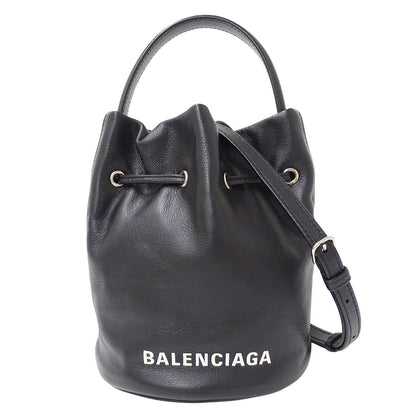 BALENCIAGA バレンシアガ エブリデイ ドローストリング バケットバッグ XS 2wayバッグ ブラック 638342 レザー レディース 【中古】