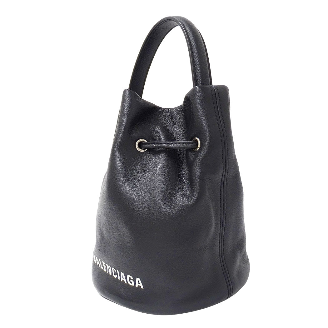 BALENCIAGA バレンシアガ エブリデイ ドローストリング バケットバッグ XS 2wayバッグ ブラック 638342 レザー レディース 【中古】