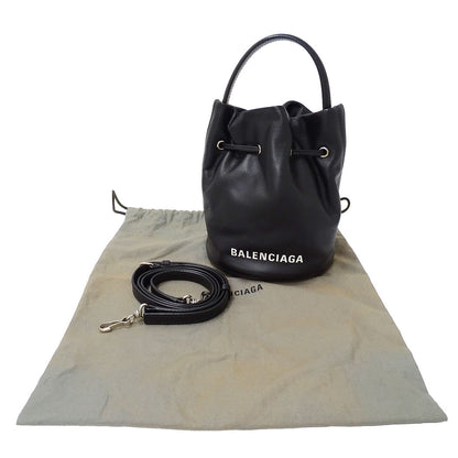 BALENCIAGA バレンシアガ エブリデイ ドローストリング バケットバッグ XS 2wayバッグ ブラック 638342 レザー レディース 【中古】