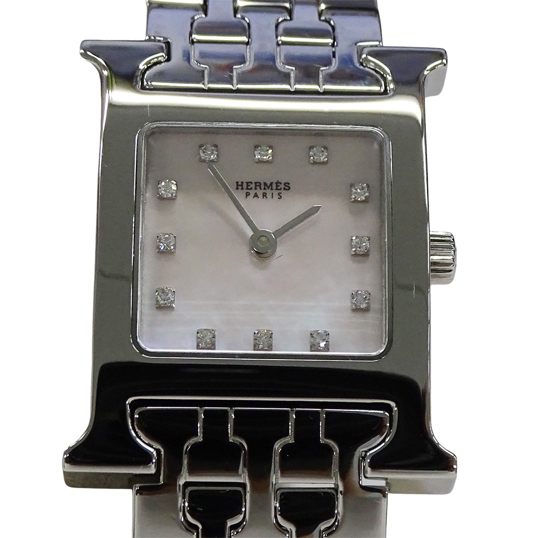 HERMES エルメス Hウォッチ HH1.210 レディース 腕時計 クオーツ QZ ステンレス ダイヤモンド 磨き済み 【中古】
