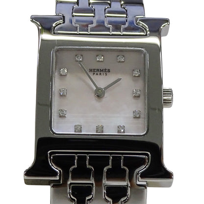 HERMES エルメス Hウォッチ HH1.210 レディース 腕時計 クオーツ QZ ステンレス ダイヤモンド 磨き済み 【中古】