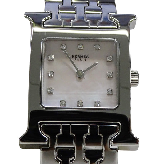 HERMES エルメス Hウォッチ HH1.210 レディース 腕時計 クオーツ QZ ステンレス ダイヤモンド 磨き済み 【中古】
