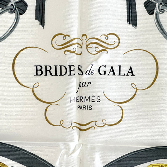 HERMES エルメス カレ90 BRIDES de GALA 式典用馬勒 スカーフ ピンク シルク レディース 【中古】
