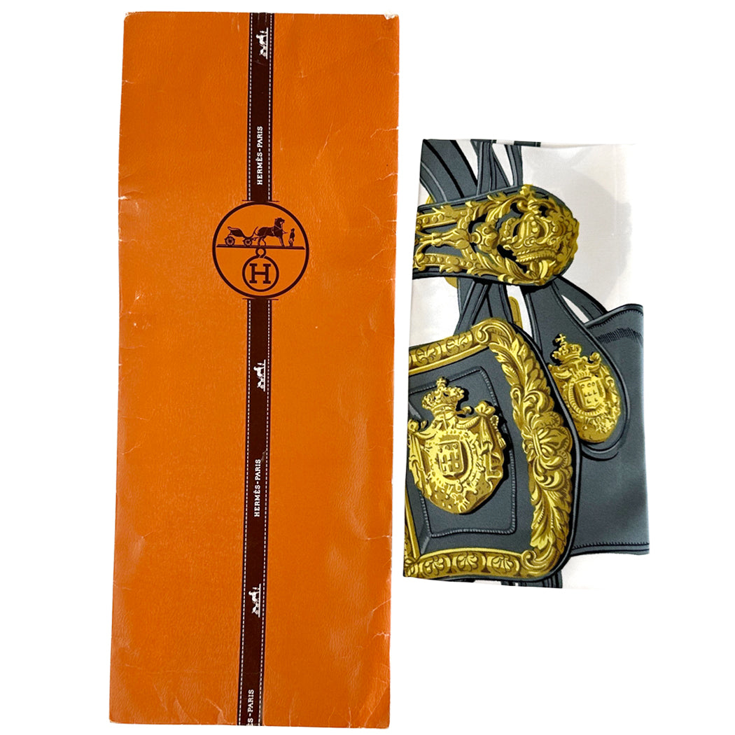 HERMES エルメス カレ90 BRIDES de GALA 式典用馬勒 スカーフ ピンク シルク レディース 【中古】