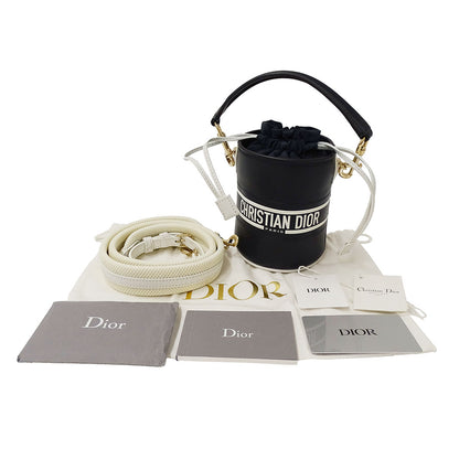Dior ディオール マイクロバケットバッグ 2wayバッグ ヴァイブ ネイビー ホワイト レザー レディース 【中古】