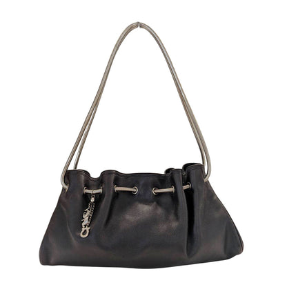 Ferragamo フェラガモ スネークチェーンショルダー ショルダーバッグ ブラック レザー レディース 【中古】
