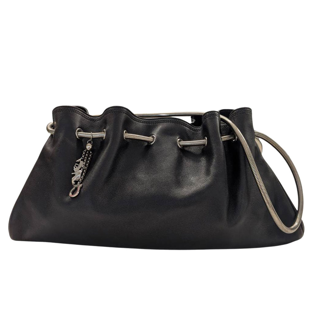 Ferragamo フェラガモ スネークチェーンショルダー ショルダーバッグ ブラック レザー レディース 【中古】