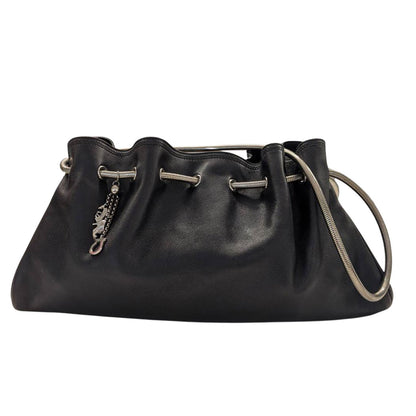 Ferragamo フェラガモ スネークチェーンショルダー ショルダーバッグ ブラック レザー レディース 【中古】
