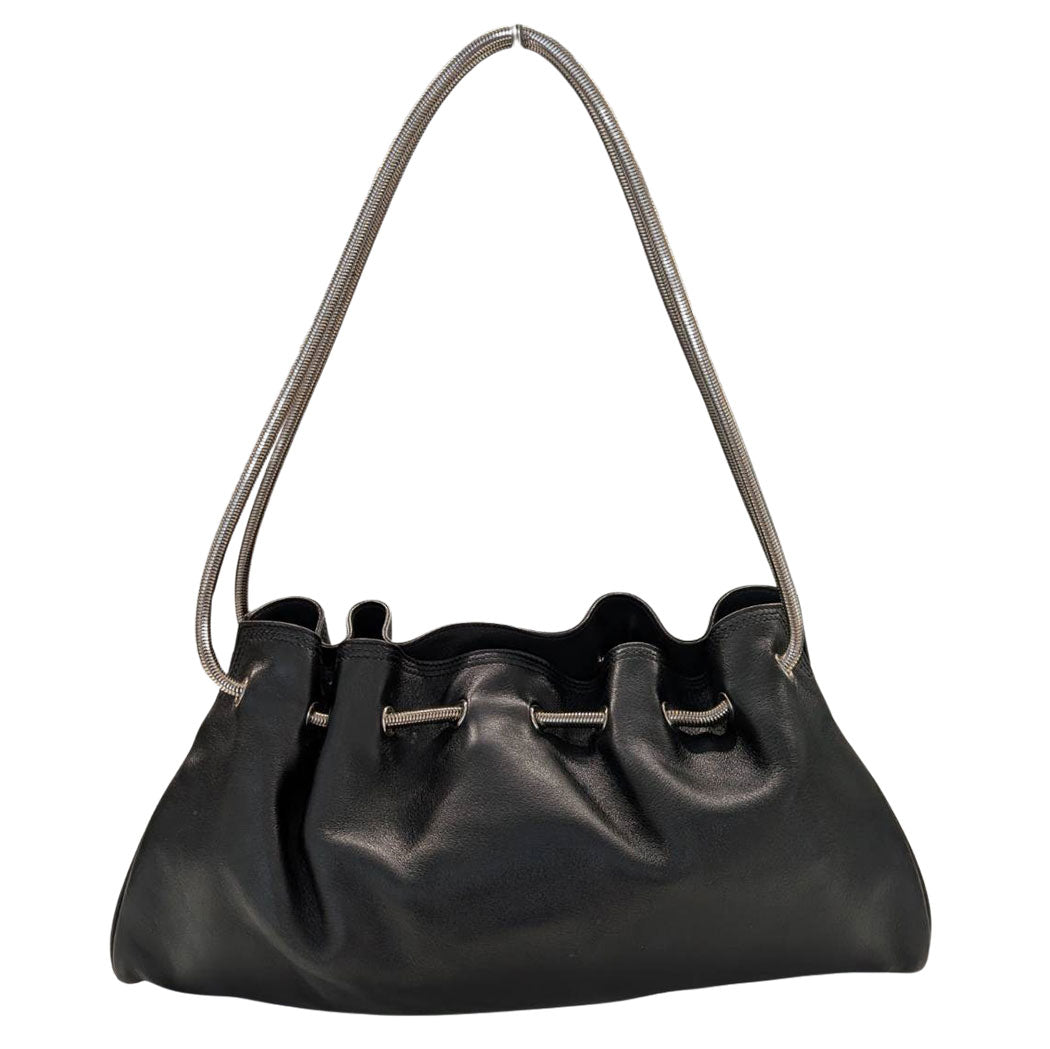 Ferragamo フェラガモ スネークチェーンショルダー ショルダーバッグ ブラック レザー レディース 【中古】