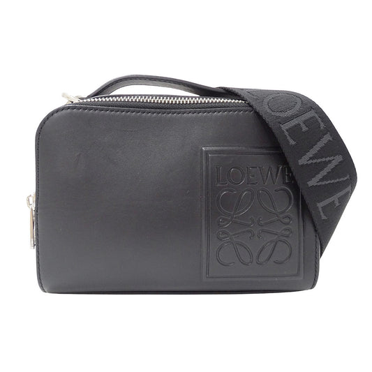 LOEWE ロエベ クロスボディ カメラバッグ ミニ ショルダーバッグ アナグラム ブラック カーフ レディース メンズ 【中古】