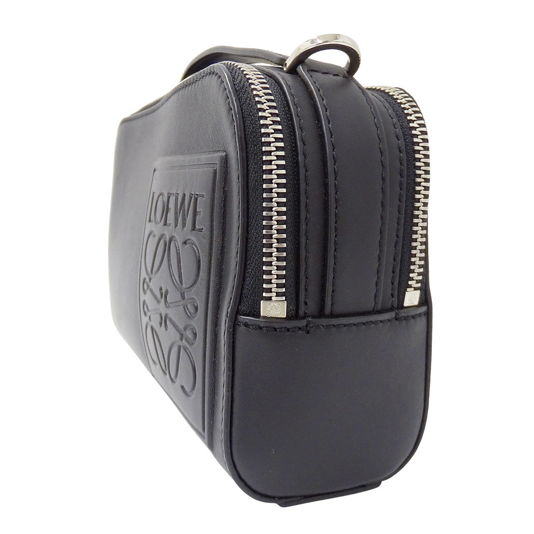 LOEWE ロエベ クロスボディ カメラバッグ ミニ ショルダーバッグ アナグラム ブラック カーフ レディース メンズ 【中古】