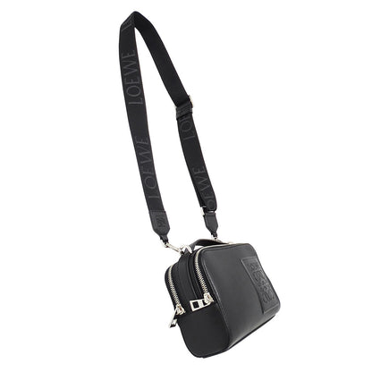LOEWE ロエベ クロスボディ カメラバッグ ミニ ショルダーバッグ アナグラム ブラック カーフ レディース メンズ 【中古】