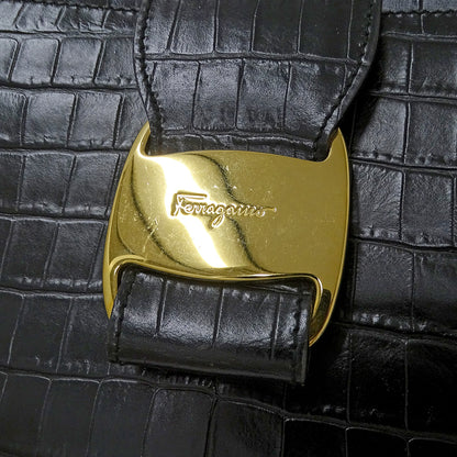 Ferragamo フェラガモ 2wayバッグ ヴァラ ブラック レザー レディース 【中古】