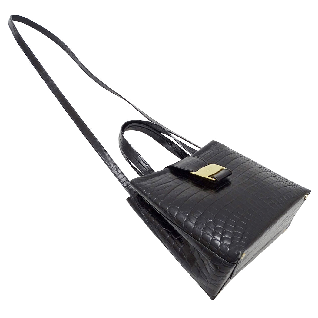 Ferragamo フェラガモ 2wayバッグ ヴァラ ブラック レザー レディース 【中古】