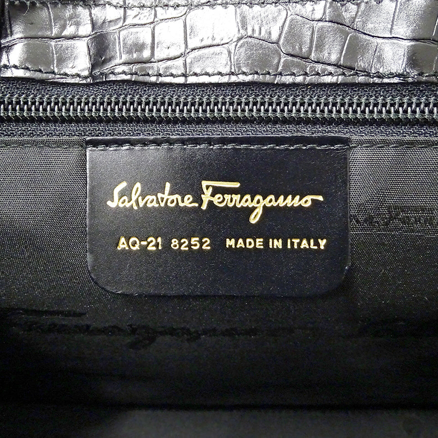 Ferragamo フェラガモ 2wayバッグ ヴァラ ブラック レザー レディース 【中古】