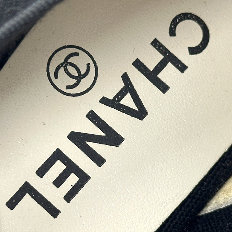 CHANEL シャネル バレエシューズ パンプス ココマーク ブラック ホワイト キャンバス レディース フラット【中古】