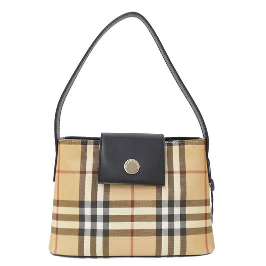 BURBERRY バーバリー ハンドバッグ ベージュ ブラック PVC レディース 【中古】