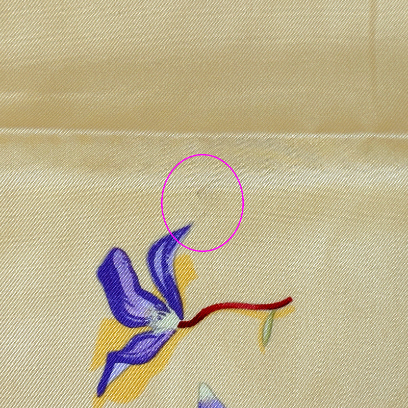 HERMES エルメス カレ90 Des fleurs pour le dire 花の手紙 スカーフ イエロー シルク レディース 【中古】