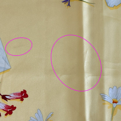 HERMES エルメス カレ90 Des fleurs pour le dire 花の手紙 スカーフ イエロー シルク レディース 【中古】