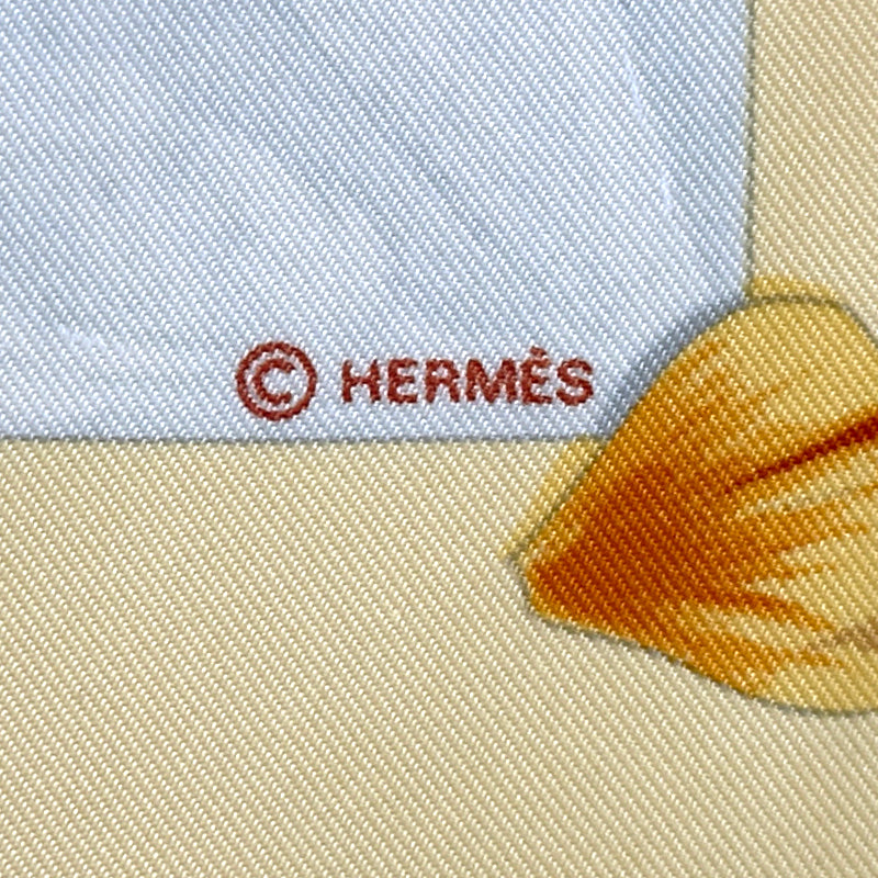 HERMES エルメス カレ90 Des fleurs pour le dire 花の手紙 スカーフ イエロー シルク レディース 【中古】