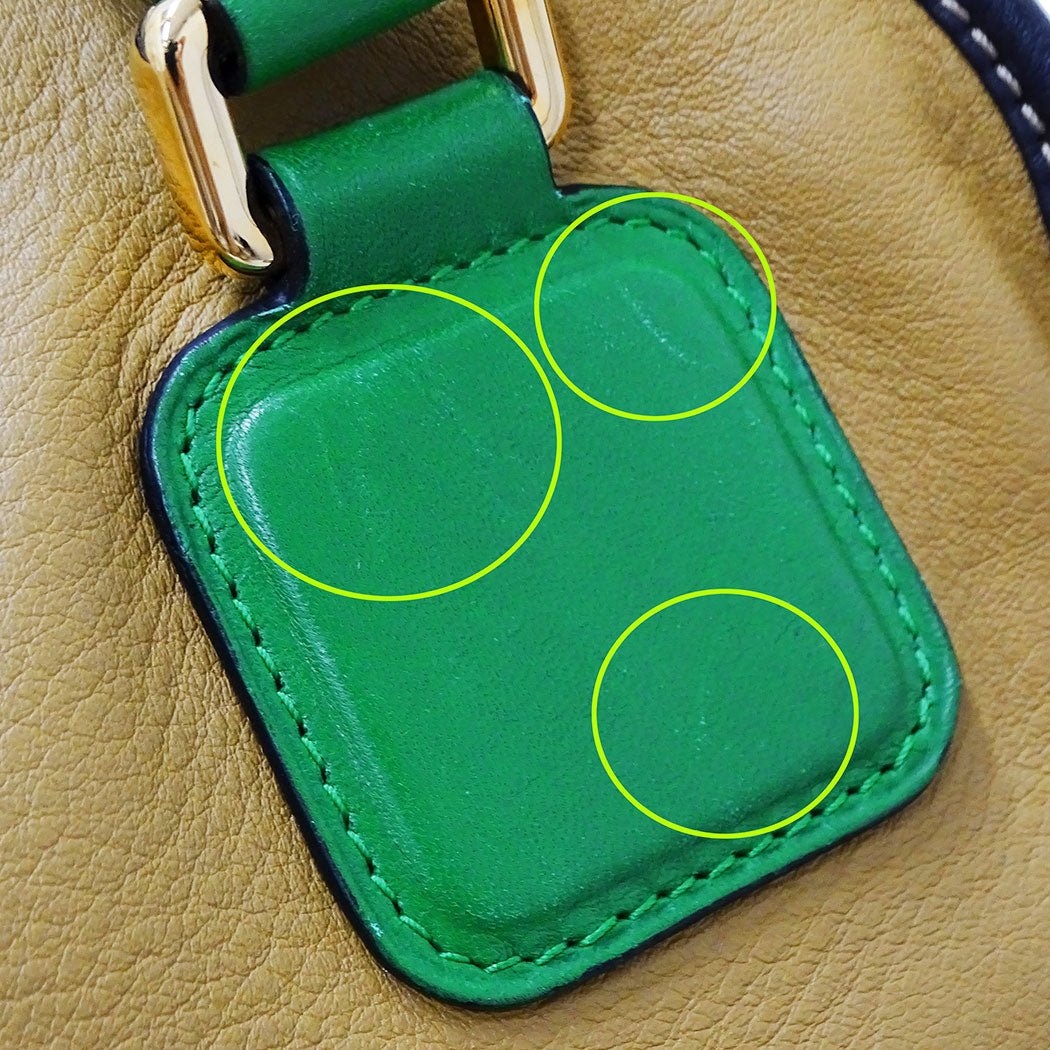 LOEWE ロエベ ハンドバッグ オロ アナグラム ベージュ グリーン レザー レディース 【中古】