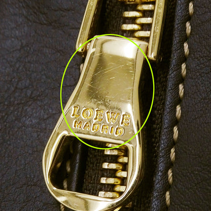 LOEWE ロエベ ハンドバッグ オロ アナグラム ベージュ グリーン レザー レディース 【中古】