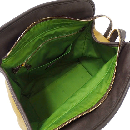 LOEWE ロエベ ハンドバッグ オロ アナグラム ベージュ グリーン レザー レディース 【中古】