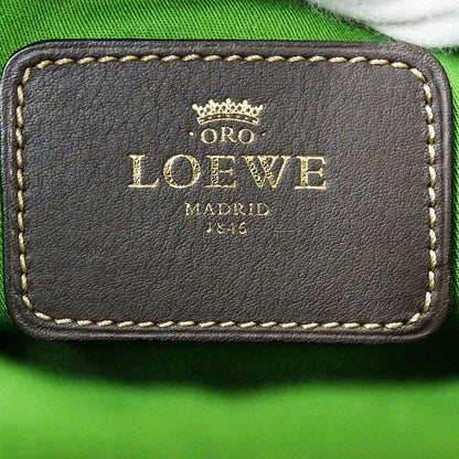 LOEWE ロエベ ハンドバッグ オロ アナグラム ベージュ グリーン レザー レディース 【中古】