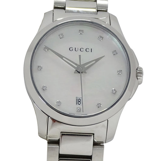 GUCCI グッチ Gタイムレス 126.5 YA126542 レディース 腕時計 クオーツ QZ ステンレス ダイヤモンド 磨き済み【中古】