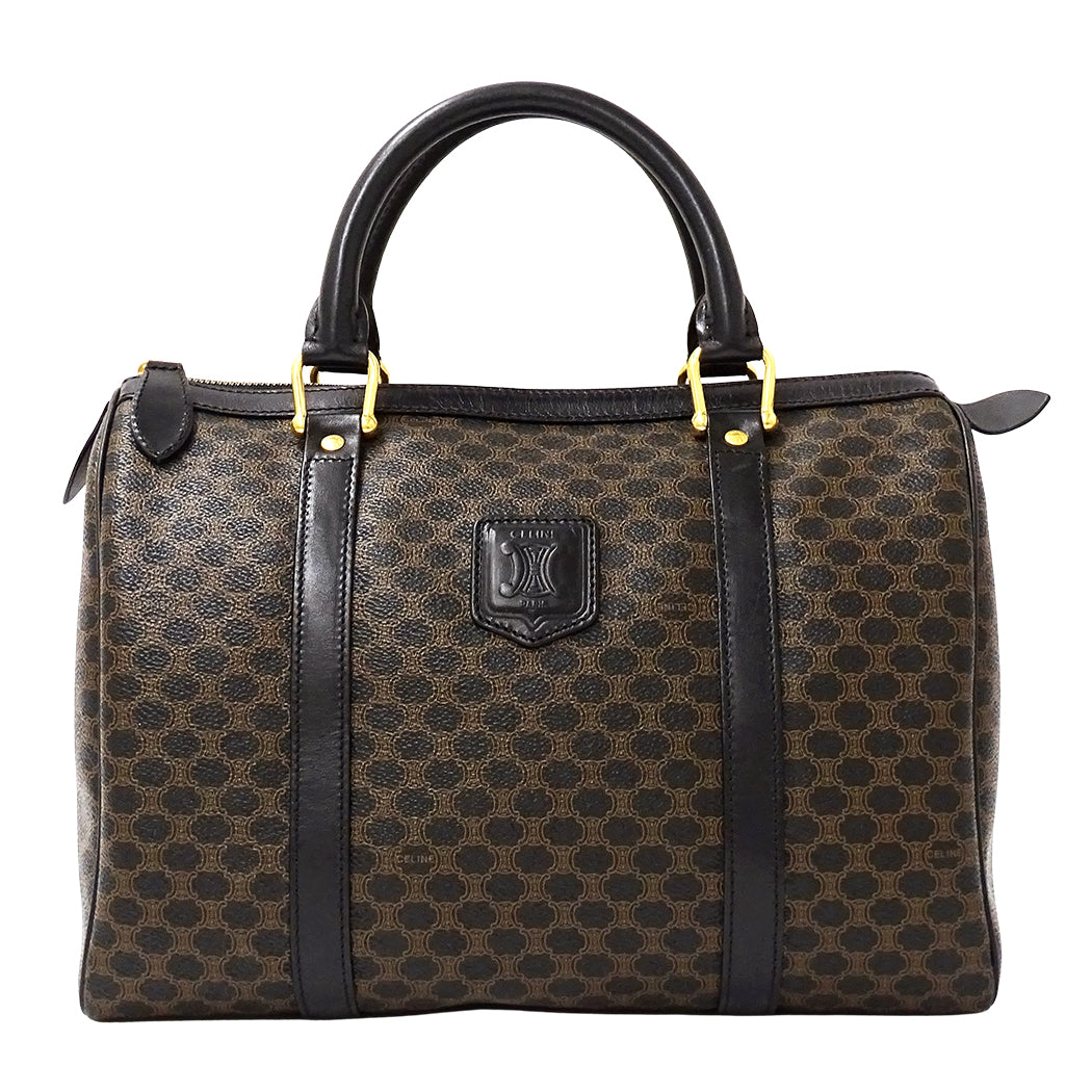 CELINE セリーヌ ハンドバッグ マカダム ブラック ブラウン PVC レディース 【中古】