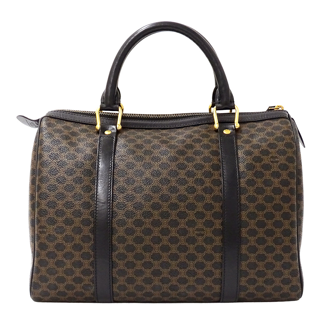 CELINE セリーヌ ハンドバッグ マカダム ブラック ブラウン PVC レディース 【中古】
