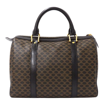 CELINE セリーヌ ハンドバッグ マカダム ブラック ブラウン PVC レディース 【中古】