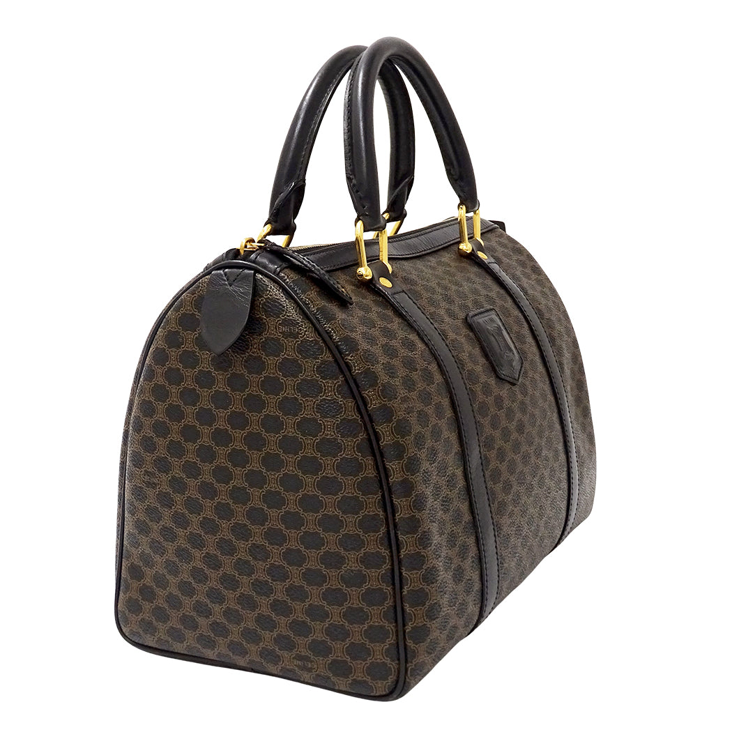 CELINE セリーヌ ハンドバッグ マカダム ブラック ブラウン PVC レディース 【中古】