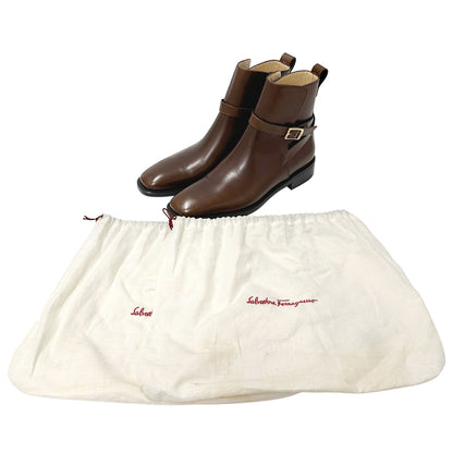 Ferragamo フェラガモ ブーツ ブラウン レザー メンズ 9 1/2 27.5cm 【中古】