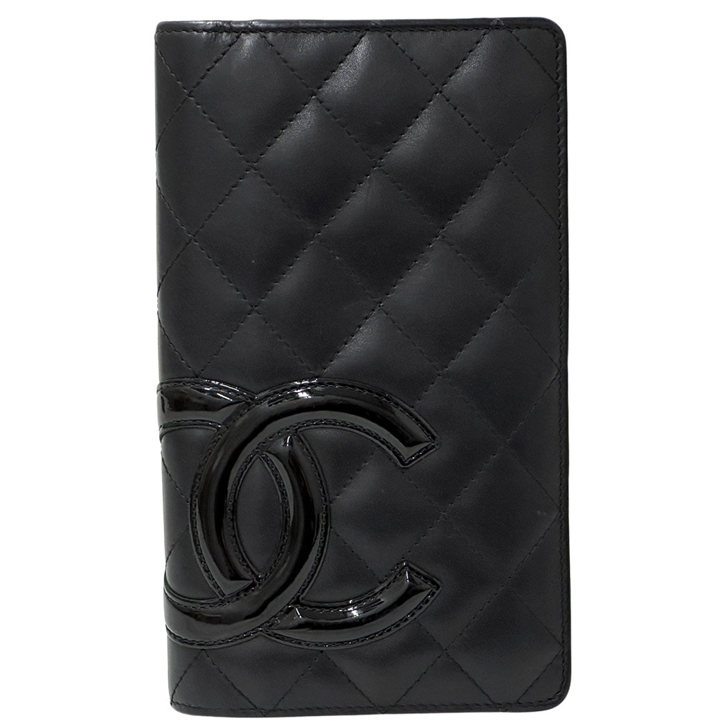 CHANEL シャネル 長財布 カンボン ブラック ラムスキン レディース 【中古】